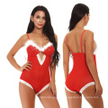 Cosplay Uniform Women Red Sexy Lingerie Christmas Bodysuits
